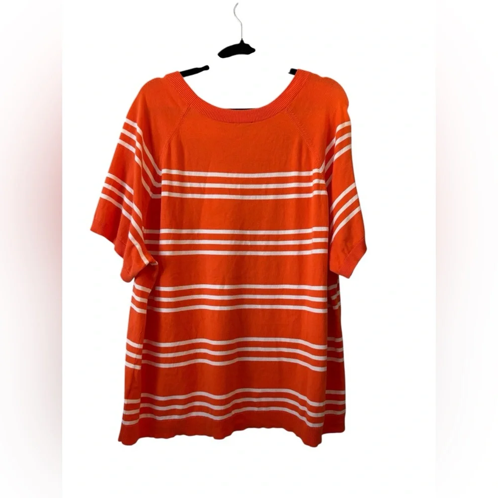 Talbots Vibrant Orange and White Striped Short Sleeve Top 3X